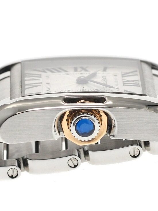 CARTIER Tank Anglaze SM W5310019 PG2 tone Silver Dial Quartz Ladies Watch_898673 main image 6